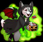  2021 anthro candy_gore canid canine canis claws clothed clothing digital_media_(artwork) grumpy_griffin_creations heterochromia hi_res horn male mammal open_mouth simple_background smile solo wolf 