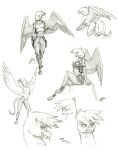  anthro avian baron_engel beak bikini boots bottomwear breasts butt clothing collar eyebrows eyelashes feathered_wings feathers female footwear friendship_is_magic gilda_(mlp) graphite_(artwork) greyscale gryphon hands_behind_head hi_res kneeling looking_at_viewer midriff monochrome my_little_pony mythological_avian mythology navel pants pencil_(artwork) shirt shorts sitting sketch solo spread_wings swimwear tail_tuft tank_top topwear traditional_media_(artwork) tuft vest wings 