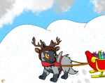  christmas feral holidays nintendo pok&eacute;mon pok&eacute;mon_(species) poochyena reindeer_costume sled snow solo thingpony video_games 