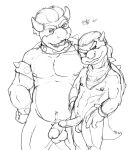  2008 age_difference balls belly bowser bowser_koopa_junior_(roommates) duo erection facial_piercing father father_and_child father_and_son genitals horn humanoid_genitalia humanoid_penis incest_(lore) koopa male male/male mario_bros monochrome muscular navel nintendo nipple_piercing nipples nose_piercing nose_ring older_male parent parent_and_child penis piercing scalie son spelunker_sal video_games young younger_male 