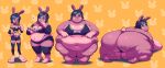  &lt;3 anthro belly big_belly big_breasts big_butt breasts butt cleavage clothed clothing ear_piercing eating eyelashes eyeshadow fapin female food fur huge_butt lagomorph leporid looking_at_viewer love_handles makeup mammal morbidly_obese morbidly_obese_anthro morbidly_obese_female navel obese obese_anthro obese_female overweight overweight_anthro overweight_female piercing purple_body purple_fur rabbit red_eyes weight_gain 