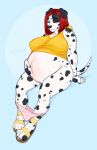  anthro belly big_belly canid canine canis clothing dalmatian domestic_dog female hair hi_res mammal nastypasty panties pregnant sammie_(spyingredfox) solo underwear 