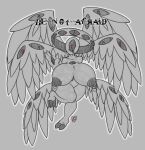  absurd_res angel biblically_accurate_angel big_breasts biped bovid bovine breasts cloven_hooves digital_drawing_(artwork) digital_media_(artwork) english_text feathered_wings feathers female greyscale halo hi_res hooves huge_breasts humanoid looking_at_viewer mammal monochrome mr.ink_(artist) multi_eye multi_wing nipple_piercing nipples nude piercing seraph simple_background sketch solo spread_wings text thick_thighs wings 