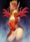  areola balls blizzard_entertainment blonde_hair blood_elf bottomwear breasts clothed clothing clothing_lift elf genitals green_eyes gynomorph hair hi_res humanoid intersex mavezar nipples not_furry open_mouth penis skirt skirt_lift small_breasts solo tongue tongue_out valeera_sanguinar video_games warcraft 