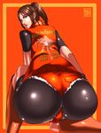  ass bike_shorts blue_eyes brown_hair claire_redfield huge_ass looking_back ponytail resident_evil resident_evil_2 sawao shorts solo 