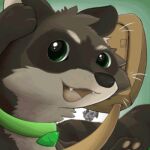  1:1 animated brown_body brown_fur collar domestic_ferret fur grey_body grey_fur gulonine hybrid live2d loop low_res mammal marten mustela mustelid musteline open_mouth procyonid raccoon resachii sachii_(resachii) short_playtime tongue true_musteline 