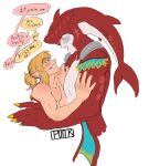  2020 blue_eyes blush breath_of_the_wild duo english_text eye_contact hi_res humanoid hylian larger_male link looking_at_another male marine nintendo prince_sidon punkdraws romantic romantic_couple size_difference smaller_male speech_bubble text the_legend_of_zelda video_games yellow_eyes zora 
