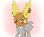  alolan_raichu alpha_channel ambiguous_gender anonymous_artist belly blue_eyes blush brown_body brown_eyes brown_fur brown_inner_ear brown_nose clothing fur heterochromia implied_transformation mammal multicolored_eyes nintendo pok&eacute;mon pok&eacute;mon_(species) regional_form_(pok&eacute;mon) rodent simple_background solo sweater topwear transparent_background video_games white_belly white_body white_fur yellow_cheeks yellow_ears 