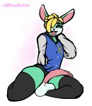  animal_crossing anthro balls big_balls big_penis blonde_hair clothed clothing genitals h-key hair hair_over_eye hi_res jacket lagomorph legwear lips male mammal nintendo one_eye_obstructed partially_clothed penis sasha_(animal_crossing) solo thick_lips thick_thighs thigh_highs topwear video_games 