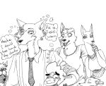  aardwolf anneke_(weaver) anonymous_artist anthro avo_(weaver) beastars betty_(weaver) blush bovid candy canid canine canis caprine charlie_(weaver) cigarette clothed clothing crossover dessert english_text female food fox group hyaenid jackal legoshi_(beastars) lollipop male mammal misunderstanding monochrome pack_street remmy_cormo sheep text thought_bubble wolf 