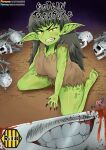  absurd_res blood bodily_fluids bone breasts comic cover cover_art cover_page english_text female goblin green_body green_skin hair hi_res humanoid humanoid_pointy_ears kneeling long_hair martincorps not_furry skull teeth text 