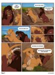  anus comic cunnilingus detailed_background dialogue disney english_text eye_scar facial_scar felid female feral genitals grass hi_res kiara kovu lion looking_at_another male male/female mammal mane oral outside pantherine paws plant pussy radixpanther reallynxgirl scar sex sky speech_bubble text the_lion_king vaginal whiskers yellow_eyes 