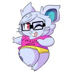  1:1 alpha_channel anthro aquabunny bottomwear buckteeth chibi claws clothing didi eyewear female fur glasses hair lavender_fur lavender_hair nidoran nidoran♀ nintendo one_eye_closed pok&eacute;mon pok&eacute;mon_(species) purple_body purple_fur purple_hair red_eyes short_hair short_stack shorts smile solo teeth toony video_games wink 