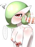 big_breasts blush breasts censor_bar censored clothed clothing disembodied_penis duo female frown gardevoir genitals hair hair_over_eye hairjob hi_res human humanoid japanese_text male male/female mammal nintendo not_furry one_eye_obstructed penis pok&eacute;mon pok&eacute;mon_(species) simple_background tahita text topless video_games white_background 