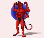  abs anthro biceps claws clothing digital_media_(artwork) fan_character fluffy fourarms full-length_portrait hairy hi_res male multi_limb muscular olexafox portrait sharp_teeth smile solo swimwear teeth unknown_species 