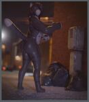  3d_(artwork) after_transformation alley animate_inanimate anthro digital_media_(artwork) domestic_cat faceless featureless_face featureless_hands felid feline felis handles inflatable male mammal solo standing theheliumtiger valve_(mechanical) 