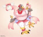  2021 4_fingers 4_toes accipitrid accipitriform anisodactyl anthro artist_name aunt_ziz_(dekkaitori) avian beak belly big_belly big_breasts biped bird bird_feet black_claws black_eyelashes black_eyes blush bottle bottomwear breasts bubonikku claws clothed clothing curvy_figure digital_media_(artwork) digitigrade eagle earth egg english_text eyebrows feathered_wings feathers feet female finger_claws fingers front_view full-length_portrait fully_clothed giga grey_body grey_feathers hi_res holding_object huge_breasts japanese_text looking_at_viewer macro milk miniskirt multicolored_body multicolored_feathers non-mammal_breasts obese open_beak open_mouth open_smile overweight overweight_anthro overweight_female pink_background portrait ribbons scuted_arms scutes sea_eagle shaded simple_background skirt smile smiling_at_viewer solo steller&#039;s_sea_eagle talons text thick_thighs tight_clothing tight_topwear toe_claws toes topwear translated_description two_tone_body two_tone_feathers voluptuous white_body white_eyebrows white_feathers wide_hips winged_arms wings yellow_beak yellow_sclera 