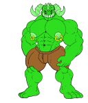  anthro bethesda_softworks big_muscles bottomwear brown_bottomwear brown_clothing clothed clothing darius_leodragon deathclaw fallout green_body green_eyes hi_res huge_muscles hulk_(series) male muscular muscular_male nipple_piercing nipple_ring nipples piercing solo torn_bottomwear torn_clothing video_games 