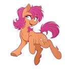  chest_tuft dvixie earth_pony equid equine female feral hair hasbro horse looking_aside mammal my_little_pony my_little_pony_(g3) orange_body pink_hair pony simple_background smile solo sparkleworks_(mlp) tuft white_background 
