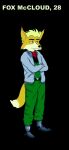  2012 anthro black_background black_nose blonde_hair boots canid canine clothed clothing crossed_arms footwear fox fox_mccloud fredryk_phox fully_clothed fur hair hi_res jacket jumpsuit kerchief looking_away male mammal nintendo simple_background solo star_fox star_fox_the_animated_series topwear video_games yellow_body yellow_fur 