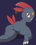  2021 animated big_butt black_nose blinking butt clothing eyelashes female hi_res jiggle looking_at_viewer looking_back looking_back_at_viewer nintendo pok&eacute;mon pok&eacute;mon_(species) red_eyes red_tail shaking_butt short_playtime smile solo tansau thick_thighs thong twerking underwear video_games weavile 