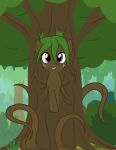  2021 absurd_res badumsquish brown_eyes dryad elemental_creature equid equine female flora_fauna forest freckles green_hair hair hasbro hi_res horse mammal my_little_pony outside plant pony solo treant tree 