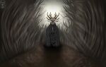  absurd_res anthro antlers bone cervid cloak clothed clothing daxmarko digital_media_(artwork) ghost hi_res horn male mammal monster plant ribcage signature solo specimen_8 spirit spooky&#039;s_jump_scare_mansion teeth tree video_games water 