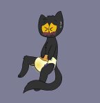  anthro black_body black_fur blush bodily_fluids diaper embarrassed felid feline female fur genital_fluids google google_doodle hi_res magic_cat_academy mammal momo_(google) omorashi padding peeing ritzcat simple_background soggy_diaper solo urine wet wet_diaper wetting wetting_diaper white_diaper yellow_sclera 