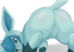  big_butt blush butt eeveelution female feral genitals glaceon hi_res looking_back nintendo pok&eacute;mon pok&eacute;mon_(species) presenting presenting_hindquarters pseudo_hair pussy raised_tail simple_background solo thick_thighs type video_games 