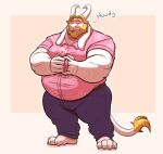  2020 4_toes 5_fingers anthro arm_hair asgore_dreemurr barazoku beard belly belt big_muscles blonde_hair body_hair bottomwear bovid caprine claws clothed clothing facial_hair feet fingers fully_clothed fur goat hair hi_res horn humanoid_hands lizard_soup long_ears male mammal muscular muscular_anthro muscular_male mustache overweight overweight_anthro overweight_male pants plantigrade shirt solo toes topwear undertale undertale_(series) video_games white_body white_claws white_fur white_horn yelow_hair 