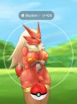  anthro areola big_breasts blaziken breasts chest_tuft clothing crotch_tuft female hi_res legwear looking_at_viewer nintendo nipples pok&eacute;ball pok&eacute;mon pok&eacute;mon_(species) pok&eacute;mon_go solo thigh_highs tuft video_games vivid-day_(artist) yellow_nipples 
