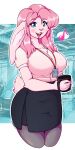  2021 alpha_channel alternate_species anthro big_breasts blue_eyes blush bottomwear breasts chest_tuft clothing coffee_cup container cup digital_media_(artwork) female fur hi_res holding_coffee_cup holding_cup holding_object kdhynamo lagomorph leporid looking_at_viewer mammal musical_note open_mouth pink_nose rabbit shirt skirt smile solo topwear tuft whiskers white_body white_fur 