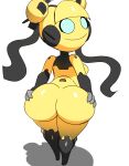  anthro blue_eyes butt butt_grab female hand_on_butt kit_(ratchet_and_clank) looking_at_viewer looking_back machine metal metallic_body not_furry not_furry_focus nude robot short_stack smile solo twintails_(hairstyle) yellow_body zaviel 