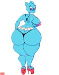  absurd_res anthro big_breasts big_butt blue_body blue_fur breasts butt cartoon_network clothed clothing digital_media_(artwork) domestic_cat felid feline felis female fur hi_res huge_breasts huge_butt looking_at_viewer looking_back mammal mature_female nicole_watterson renton simple_background solo the_amazing_world_of_gumball thick_thighs wide_hips 