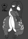  2021 2_toes 4_fingers accessory anthro big_butt biped black_and_white black_nose bovid butt capreoline cervid cervine colored curvaceous curves curvy_female curvy_figure curvy_hips digital_drawing_(artwork) digital_media_(artwork) digitigrade feet female fingers flat_chested full-length_portrait fur grey_body grey_fur greyscale hair hair_accessory hand_on_butt hooved_toes hooves huge_butt huge_thighs logo long_hair looking_at_viewer looking_back mammal monochrome natalia_the_normal_deer nude portrait presenting presenting_hindquarters prix reindeer signature simple_background smile smiling_at_viewer solo spots spotted_body spotted_fur tail_tuft thick_thighs toes tuft voluptuous white_body white_fur wide_hips 
