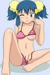  bikini bikini_pull breasts hikari_(pokemon) kuro_hopper pokemon pussy swimsuit uncensored wink 