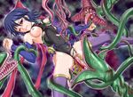  blue_hair blush boots censored detached_sleeves kagano_ai mahou_shoujo_ai plant rape red_eyes ribbon short_hair tentacles thigh_boots thighhighs tongue torn_clothes 