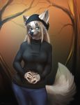  anthro black_nose blue_eyes canine clothed clothing digital_media_(artwork) dog female holding_object mammal omesore smile solo 