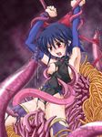  blue_hair blush boots censored cum detached_sleeves highres kagano_ai mahou_shoujo_ai open_mouth rape red_eyes ribbon short_hair tentacles thigh_boots thighhighs torn_clothes 