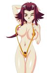  akiza breasts izayoi_aki large_breasts nipple_slip nipples pubic_hair sling_bikini swimsuit yu-gi-oh! yugioh_5d&#039;s yugioh_5d's yuu-gi-ou_5d's 