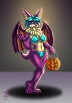  anthro breasts catzakir chiropteran female food fruit hair hi_res legs_together mammal mia_(disambiguation) plant pumpkin solo sweets wings 