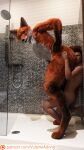  3d_(artwork) 9:16 against_surface against_wall ambiguous_gender anthro butt canid canine digital_media_(artwork) dominant duo forced fox hi_res human impending male male/male mammal shower size_difference smothering text url vulpineadonis wall_(disambiguation) 