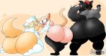  2021 absurd_res anthro big_breasts big_butt breasts butt clothing digital_media_(artwork) diji_(masterj291) domestic_cat felid feline felis female group hi_res huge_butt leggings legwear mammal masterj291 neco-arc short_stack simple_background slyrray_(masterj291) thick_thighs 