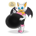  1:1 anthro belly big_belly big_breasts breasts chiropteran dialogue female hi_res hyper hyper_belly hyper_pregnancy looking_at_viewer mammal pregnant rouge_the_bat sega solo sonic_the_hedgehog_(series) speech_bubble text zeruxu 