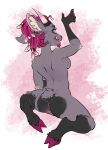  2021 5_fingers anthro anus bovid breasts caprine digital_media_(artwork) ear_piercing ear_ring eyebrows eyelashes female fingers fur genitals gimka goat grey_body grey_fur hi_res hooves mammal nude piercing pink_eyes pussy 