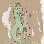  &lt;3 1:1 ambiguous_gender boop dragon duo feral floppy_ears fur furred_dragon green_body green_fur hand_holding kalystri kissing paws pink_body pink_fur simple_background sketch touching_noses 