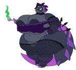  2021 anthro areola areola_slip belly big_belly big_breasts big_butt black_body black_scales bloons_td_6 bloons_tower_defense bottomless breasts butt clothed clothing collar crop_top digital_media_(artwork) female fishnet fishnet_armwear fishnet_legwear genitals goth gravelord_lych_(bloons_td_6) green_eyes huge_breasts huge_butt legwear lich morbidly_obese mostly_nude obese overweight overweight_female pipe pussy scales scalie shirt simple_background smoking solo spiked_collar spikes spines stitch_(disambiguation) thick_thighs topwear undead vdisco 