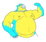 2021 accipitrid accipitriform animal_crossing anthro avian beak belly biceps big_belly big_muscles bird bottomwear clothed clothing eagle feathers flexing hi_res keaton_(animal_crossing) looking_at_viewer male manlyster musclegut muscular muscular_anthro muscular_male navel nintendo nipples overweight overweight_anthro overweight_male pants pecs simple_background smile solo topless topless_male video_games white_background 
