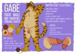  2019 anthro balls chubby_male circumcised english_text erection gabe_(mytigertail) genitals hand_behind_head hi_res humanoid_genitalia humanoid_penis male model_sheet mytigertail nude penis solo standing text tongue tongue_out 