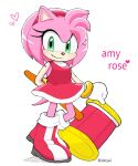  &lt;3 4622j 5_fingers accessory amy_rose anthro black_nose blush boots bracelet character_name clothing dress eulipotyphlan eyelashes female fingers footwear fur gloves green_eyes hair_accessory hairband handwear hedgehog hi_res jewelry mammal piko_piko_hammer pink_body pink_fur sega simple_background solo sonic_the_hedgehog_(series) 